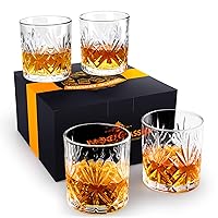 Whiskey Glass Set of 4, Old Fashioned Glasses with Gift Box, 10oz Rocks Glasses Barware for Whiskey, Bourbon, Scotch and Liquor Drinks, Gift for Men