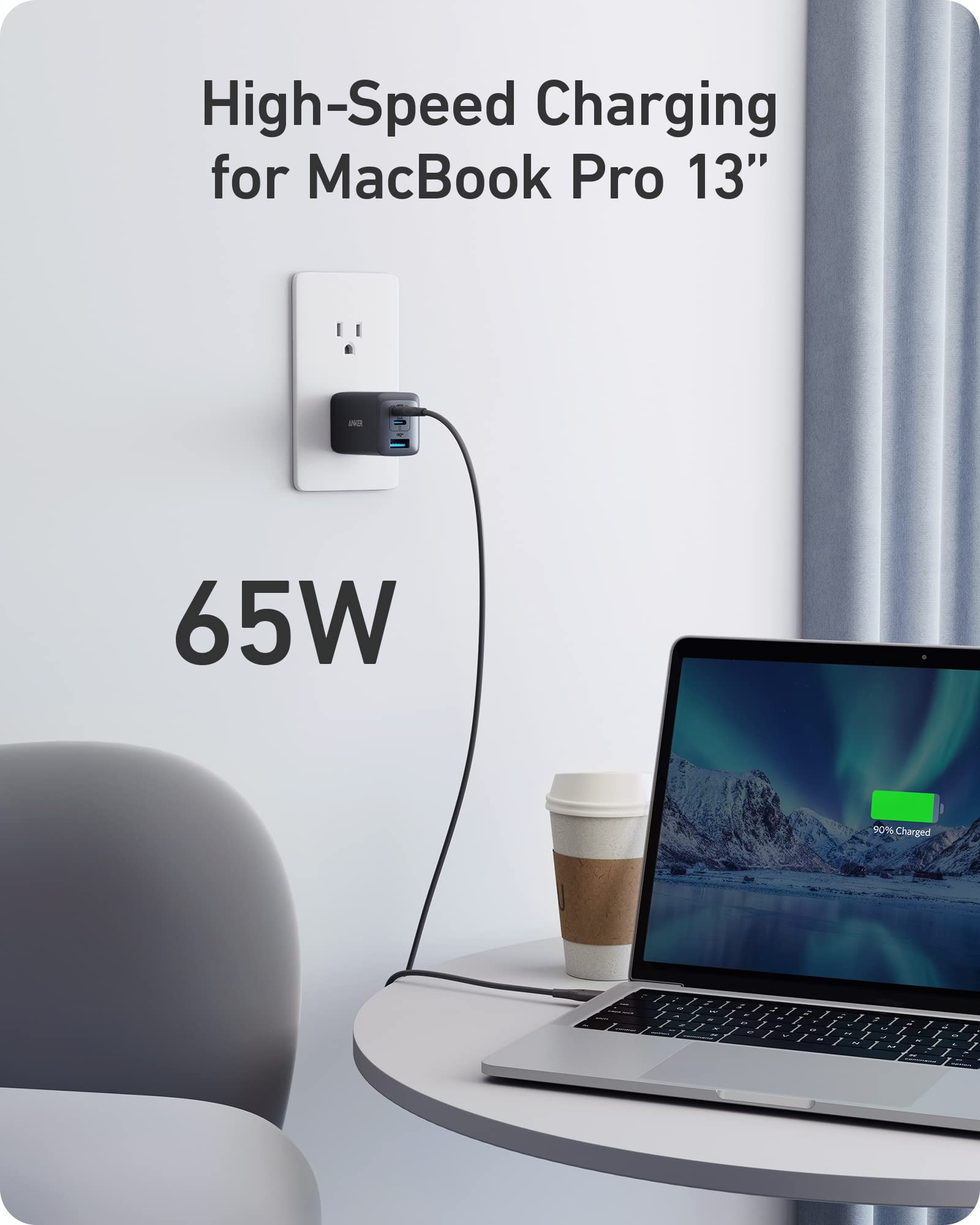 Anker USB C Charger, 735 Charger (Nano II 65W), iPad Charger, PPS 3-Port Fast Compact Foldable for MacBook Pro/Air, iPad Pro, Galaxy S23, Dell XPS 13, Note 20/10+, iPhone 14/Pro, Steam Deck, and More