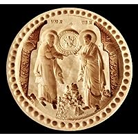 Wooden Hand Carved Stamp For The Holy Bread Orthodox Liturgy. Traditional Prosphora. Cookie Cutters Stamps. Bakeware Baking Molds * PETER & PAUL * (Diameter: 1.57-7.87 inches / 40-200 mm) #54
