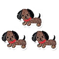 Kleenplus 3pcs. Mini Cute Beagle Patches Sticker Dog Cartoon Embroidery Iron On Fabric Applique DIY Sewing Craft Repair Decorative Sign Symbol Costume