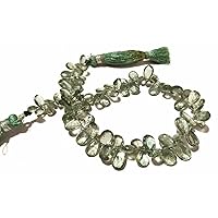 Natural Green Amethyst Pear Almond Faceted 6x9-7x10mm Beads 7