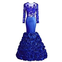 Tsbridal Mermaid Prom Dresses Long Sleeves Open Back Evening Party Gowns