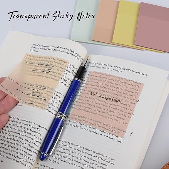 Clear Self-Sticky Annotation Tabs for Books Message Reminder