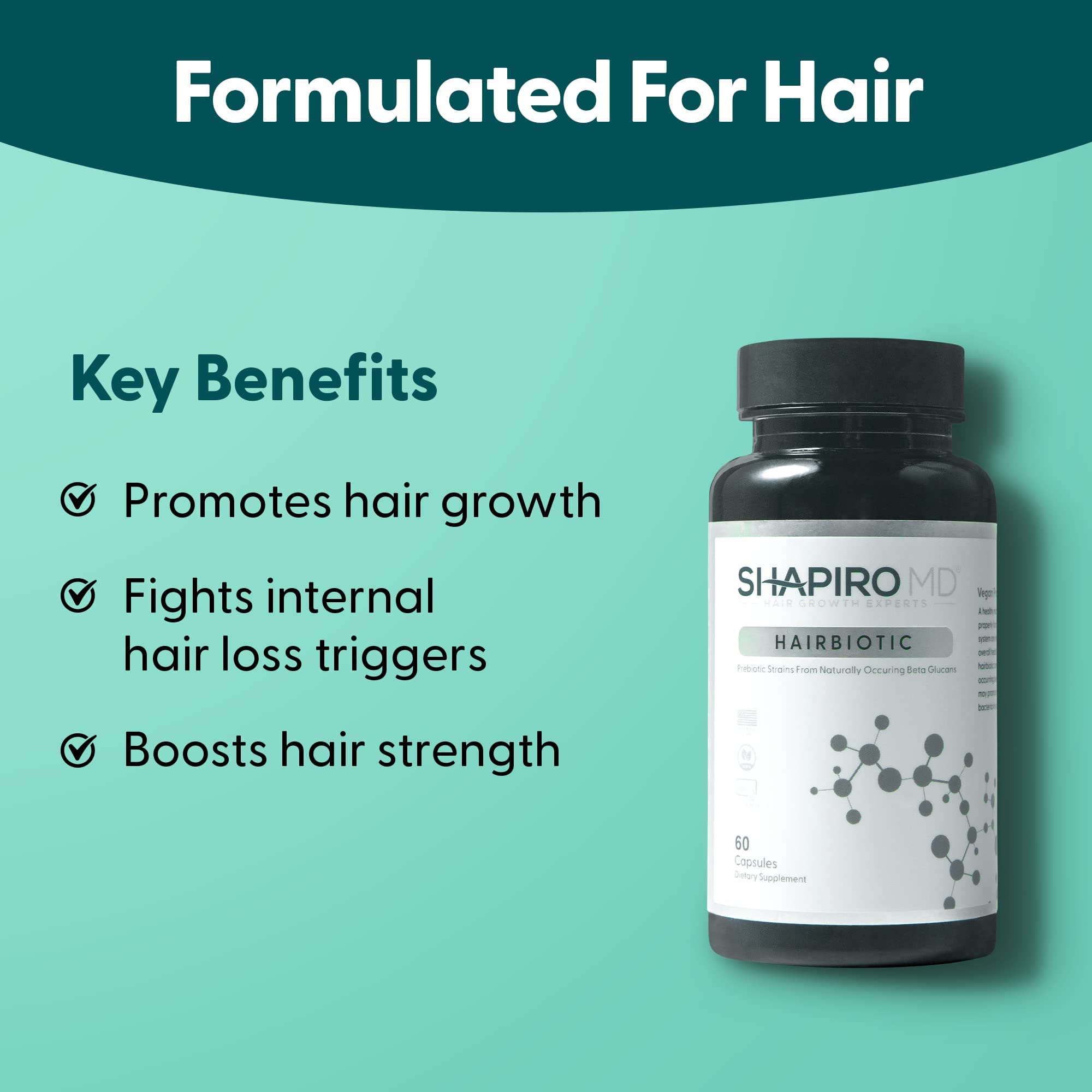 Hair Loss Shampoo, Conditioner, and Hairbiotic | Experience Healthier, Fuller, and Thicker Looking Hair | Hair Loss Solution Developed by Dermatologists | 1 Month Supply