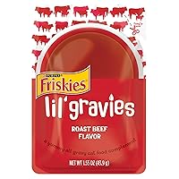 Purina Friskies Lil' Gravies Roast Beef Flavor Cat Food Complement Lickable Cat Treats - (Pack of 16) 1.55 oz. Pouches