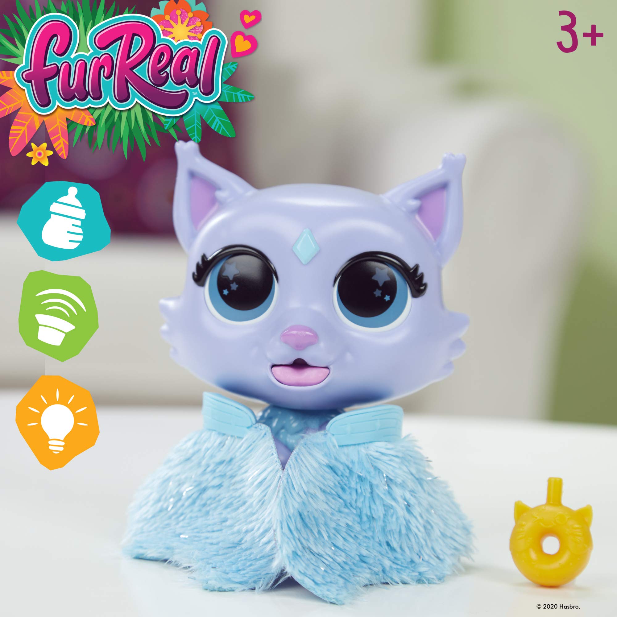 FurReal Flitter The Kitten Color-Change Interactive Feeding Toy, Lights and Sounds, Ages 4 and up