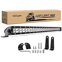 Nilight - 40005C-A 31inch 150W Spot & Flood Combo Single Row 14500LM Off Road LED Fog & Driving Roof Bumper Light Bars for Jeep Ford Trucks Boat, 2 Years Warranty