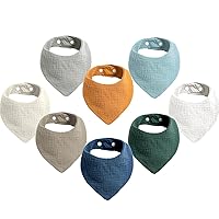 Muslin Bandana Bibs for Baby Boy, 100% Cotton Infant Bibs for Newborns and Toddlers, 8 Pack Baby Bibs for Drooling and Theething 0-36 Months