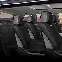 FH Group Ultra Comfort Leatherette Three-Row Three-Row Seat Cushions, Split Ready- Fit Most Car, Truck, SUV, or Van (Solid Black) PU205217