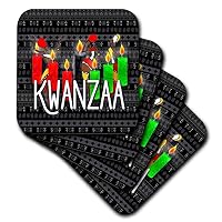 3D Rose Kwanzaa African American Dancers and Kinara Candles Soft Coasters, Multicolor