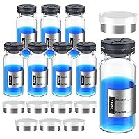 Empty Sterile Vial with Separately Butyl Rubber Stopper and Flip Top Closure,Removable,After Filling,Need to Seal by CrimperType 1 Borosilicate Glass Tubing,Individually Packed (10mL 8PCS)