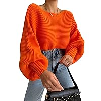 Orange Long Sleeve Knitwear Crop Streetstyle, Casual Wear,