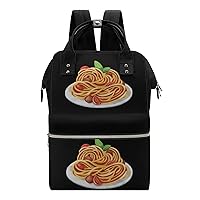 Italy Pasta Noodle Durable Travel Laptop Hiking Backpack Waterproof Fashion Print Bag for Work Park Black-Style