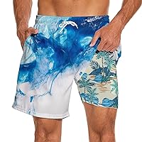 Mens Swim Trunks with Compression Liner 2 in 1 Quick-Dry Swim Shorts Men Board Shorts Swimwear for Swimming Beach