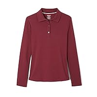 French Toast Girls' Long Sleeve Interlock Polo with Picot Collar