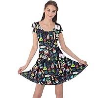 CowCow Womens Dress Math Symbols Mathematics Formula Chemistry School Short Sleeve Dress, XS-5XL