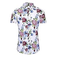 Hawaiian Shirts for Men Regular Fit Short Sleeve Mens Hawaii Beach Shirts Tropical Leaves Floral Holiday Tops