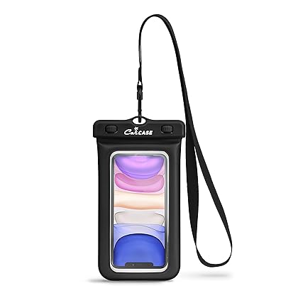 CaliCase Universal Waterproof Floating Phone Pouch - IPX8 Waterproof Floating Phone Case with Lanyard for iPhone X-14/ S20-S23/ Pixel 1-7 - Black