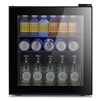 Antarctic Star Mini Fridge Cooler - 70 Can Beverage Refrigerator Black Glass Door for Beer Soda or Wine –Small Drink Dispenser Machine Clear Front Removable for Home, Office or Bar, 1.6cu.ft., Black