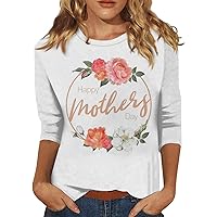 Mimi Shirts for Women,Mothers Day Shirts for Women 3/4 Sleeve Round Neck Mama Tops Funny Printing Fashion Mom Tee Top Womens Plus Size Tops 3/4 Sleeve