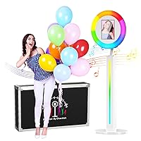 Portable Photo Booth Compatible with Ipad 12.9in 10.9in 10.2in,for Ipad Photo Booth Shell Stand Stand Software APP Control Ring Light, Music Sync, Flight Case