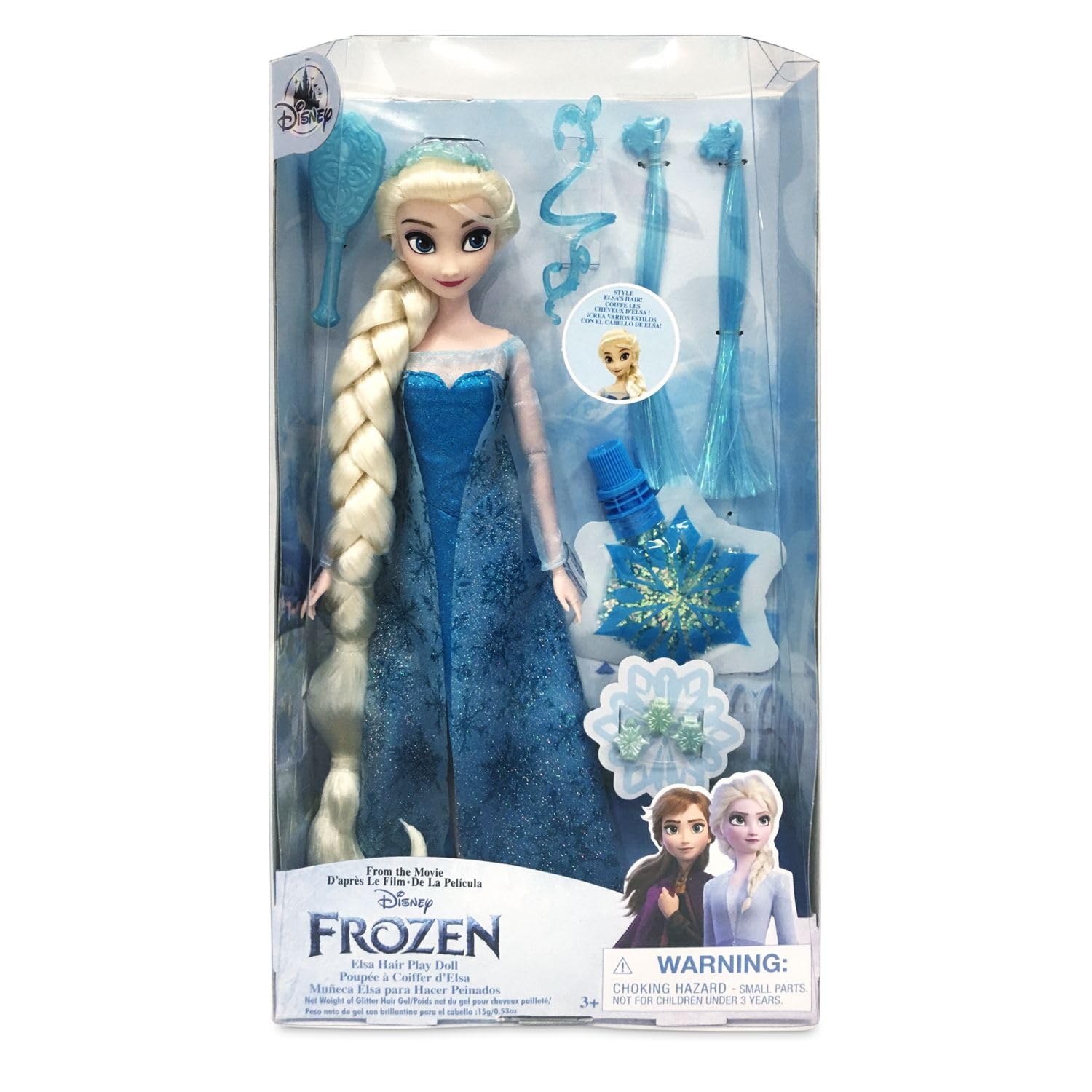 Disney Store Official Elsa Hair Play Doll – Frozen - 11 inch - Interactive Hairstyling Fun - Recreate Enchanted Looks for Frozen Fans & Collectors - Durable & Kid-Friendly