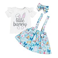 Baby Blanket with Snaps Tops Suspenders Easter Skirts Girls Toddler Bunny Princess Rabbit Baby (Light Blue, 3-4 Years)