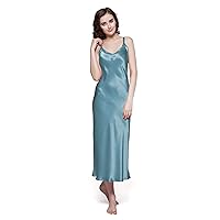 LilySilk Silk Nightgown for Women 22 Momme Mulberry Silk Maxi Fitted Dress Long Flowy for Spring Summer