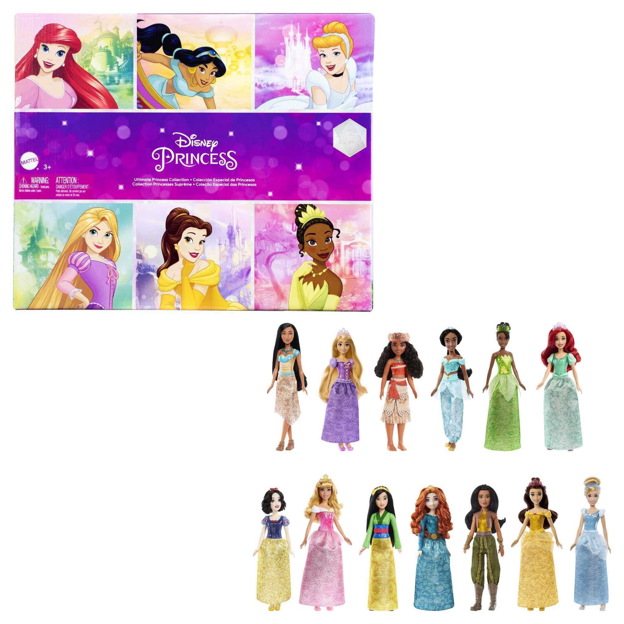 Disney Princess Fashion Doll Gift Set with 13 Dolls in Sparkling Clothing and Accessories, Inspired by Disney Movies (Amazon Exclusive)