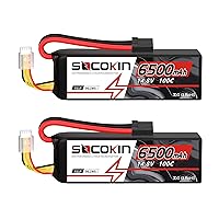 4S Lipo Battery 14.8V 6500mAh 100C with TR Plug Soft Case for RC Car X-Maxx RC Boat RC Racing Truck Helicopter Airplane（2 Pack）