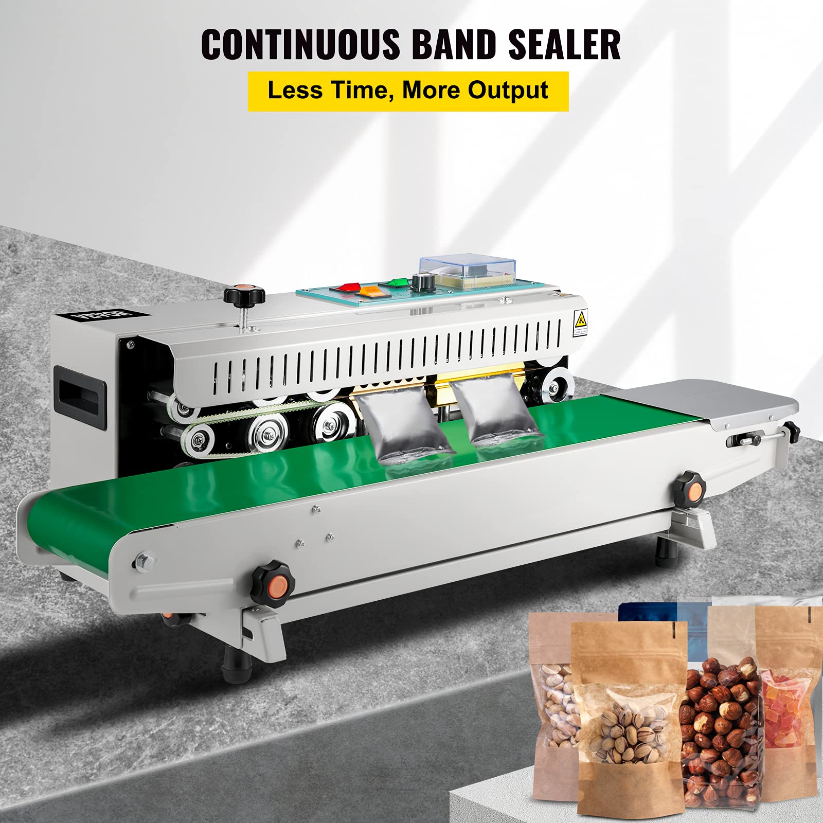 Happybuy FR-900 Continuous Band Sealer, Automatic Horizontal Band Sealer 110V, Continuous Sealing Machine Temperature Control, Bag Sealer Machine for PVC Bags Films