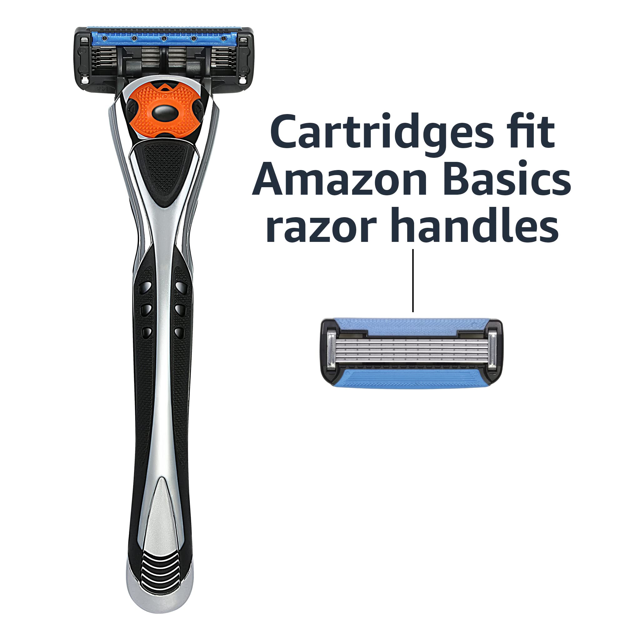 Amazon Basics 5-Blade MotionSphere Razor for Men with Dual Lubrication and Precision Trimmer, Handle & 16 Cartridges, Cartridges fit Amazon Basics Razor Handles only, 17 Piece Set, Black