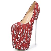 Womens Platform Stiletto Pumps 22cm High Heel Sandals with 12cm Platform Wedding Party Slip On Dress Pumps glitter sequin Shoes
