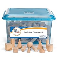 hand2mind Wood Geometric Solid Blocks, 3D Shapes, Classroom Kit (Set of 96)
