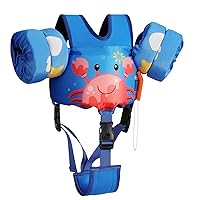 13-70lbs Toddler Floaties Arm Floaties, Toddler Swim Vest Cartoon Swim Arm Band for Kids with Crotch Strap Pool Float Vests Sleeves Shoulder Straps Learn to Swim