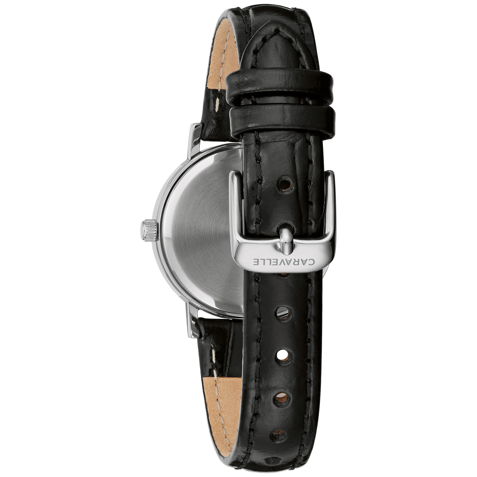 Caravelle by Bulova Ladies' Dress 3 Hand Quartz, Stainless Steel Case,Black Leather Strap, Black Dial Style:43L217