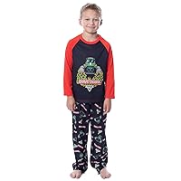 INTIMO Monster Jam Boys' Grave Digger Raglan Sleep Pajama Set Shirt Pants
