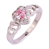 L Heart Cut Sweet Multi-Color CZ Silver promise rings
