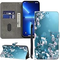 for Samsung Galaxy S23 Ultra Wallet Case with Credit Card Holder, Flip Book PU Leather Protective Magnetic Cover for Samsung S23 Ultra Phone Case-Plum Blossom