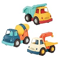 Battat- Wonder Wheels- 3-Piece Toy Truck Set – Dump Truck, Tow Truck, Cement Truck – Toy Construction Vehicles- Recyclable Materials – 1 year +