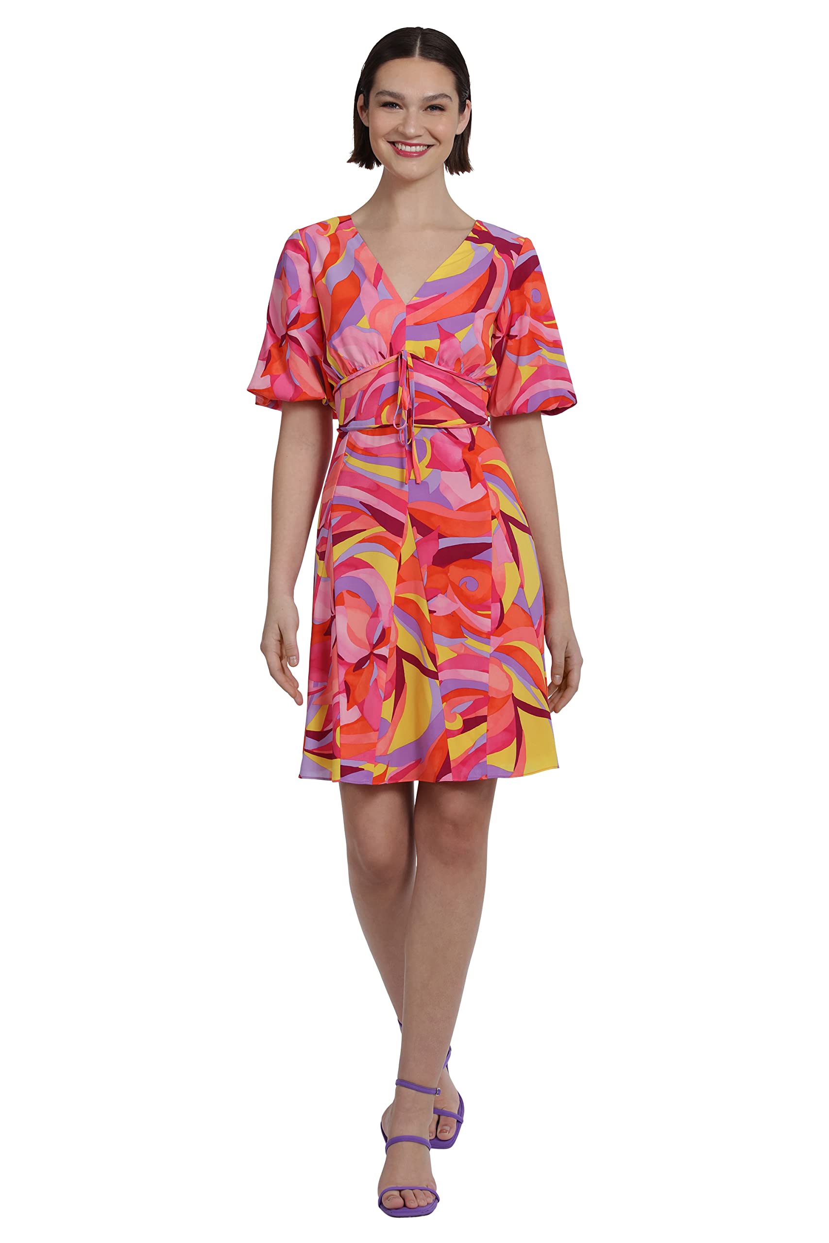 Donna Morgan Women's Fun Print Colorful Dress Dressy Casual Day Event Party Date