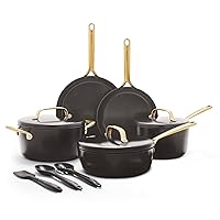 GreenPan GP5 Hard Anodized Healthy Ceramic Nonstick 14 Piece Cookware Set,Heavy Gauge Scratch Resistant,Stay-Flat Surface, Induction,Oven Safe,PFAS-Free