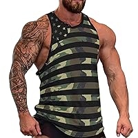 American Camo Men's Workout Tank Top Casual Sleeveless T-Shirt Tees Soft Gym Vest for Indoor Outdoor