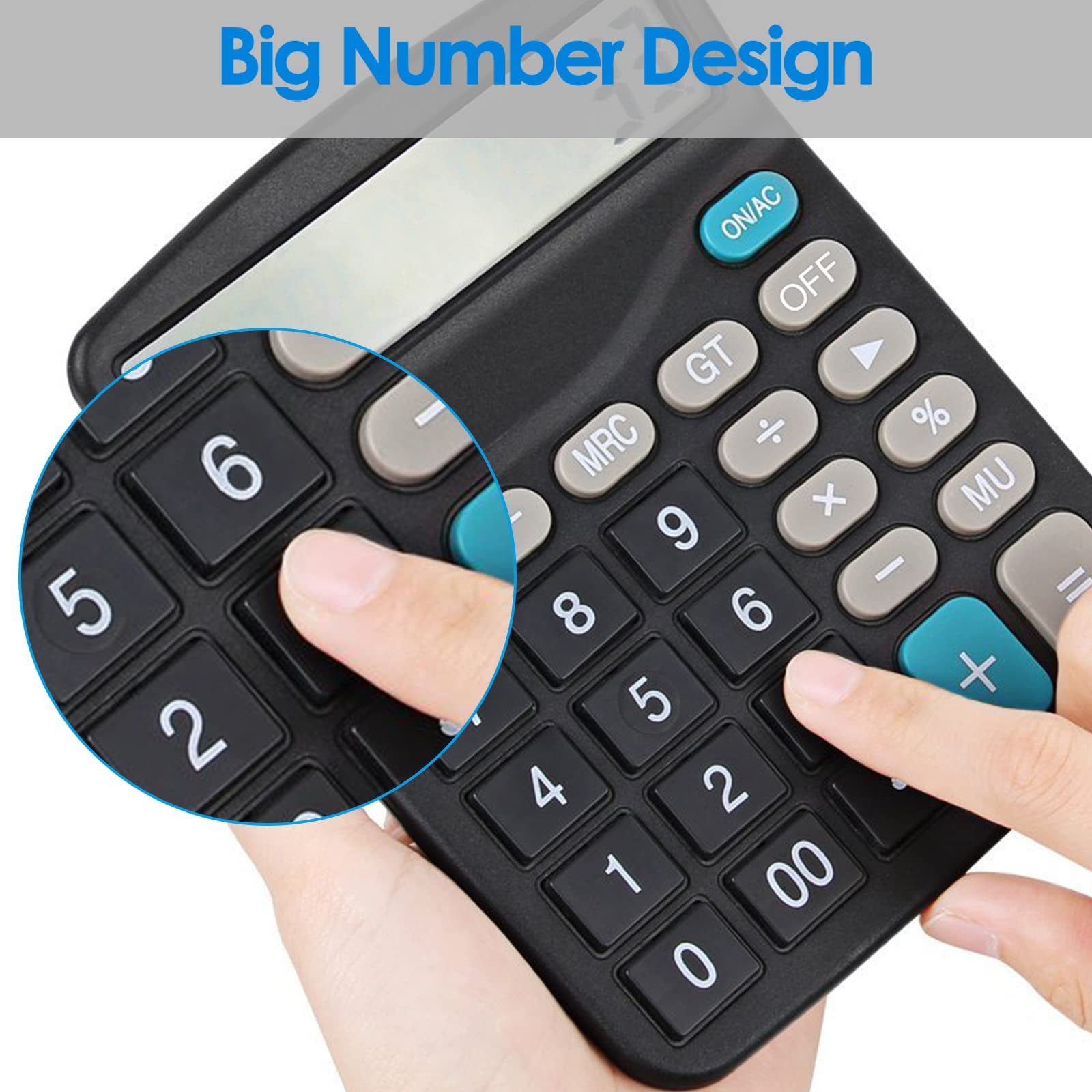 Helect Calculator, Standard Function Desktop Calculator (Black)