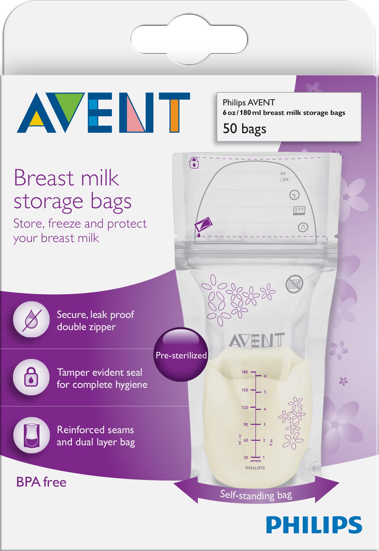 Philips Avent Breastfeeding Bundle with Double Electric Breast Pump + Breast Milk Storage Bags, 6 Ounce, 50 Pack + Disposable Breast Pads, 100 Pack