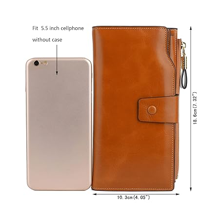 YALUXE Women's Genuine Leather Wallet RFID Blocking Multi Card Holder with Cell Phone Pocket Mothers Day Gifts