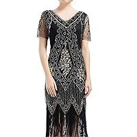 Women's 1920 Sequin Flapper Dress with Sleeve, up to Size 3XL