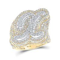 The Diamond Deal 10kt Two-tone Gold Mens Baguette Diamond X Initial Letter Ring 8-5/8 Cttw