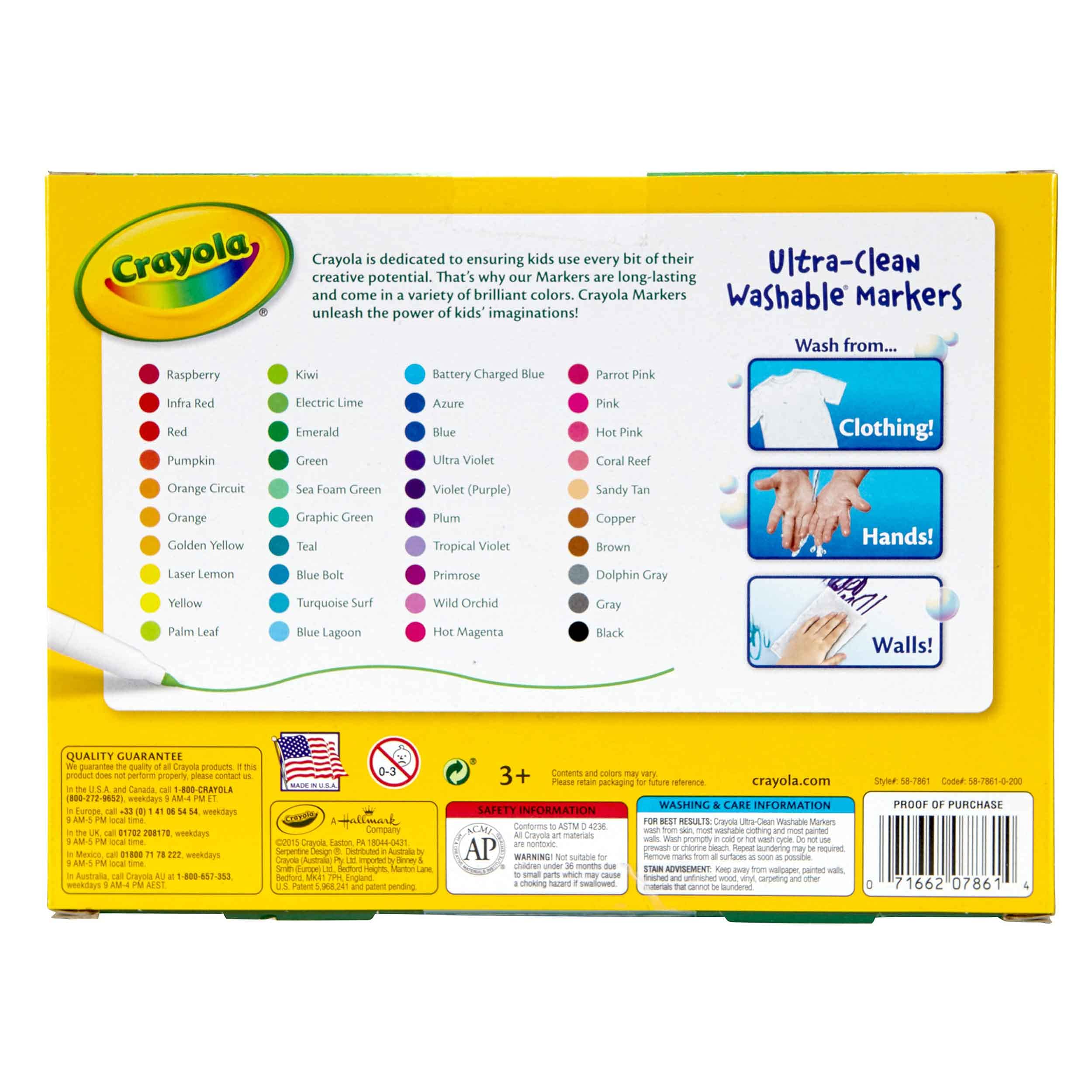 Crayola Ultra Clean Fine Line Washable Markers, Kids, Back To School Gifts, 40 Count