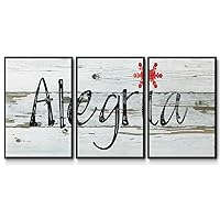 Renditions Gallery Quotes Wall Art Alegria on White Background Painting Modern Abstract Home Décor Black Floater Framed Canvas Prints Wall Decorations for Bedroom and Living Room 16x24 Inch LS016
